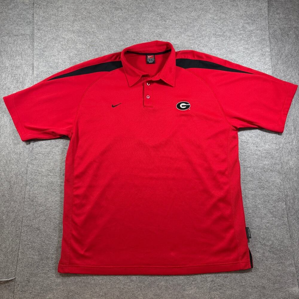 Nike Georgia Bulldogs Team Polo Mens XL Red Vintage Boxy Fit Breathable Fan Gear